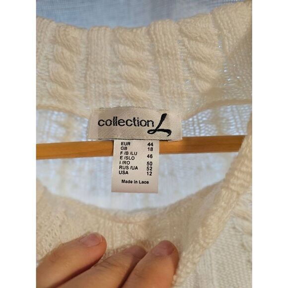 Collection L White Knit Women's Turtleneck Sweater size 12 - Picture 2 of 10